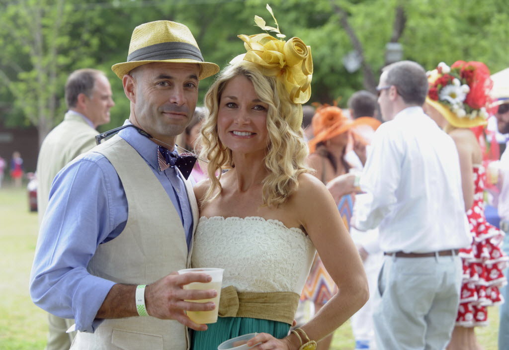 Earl and Valerie Goesswein pose for a photo Saturday for Junior League of Wilmington's Annual Mint Julep Jubilee Celebration in honor of the Kentucky Derby. Photo By: Jeff Janowski/StarNews Media  
