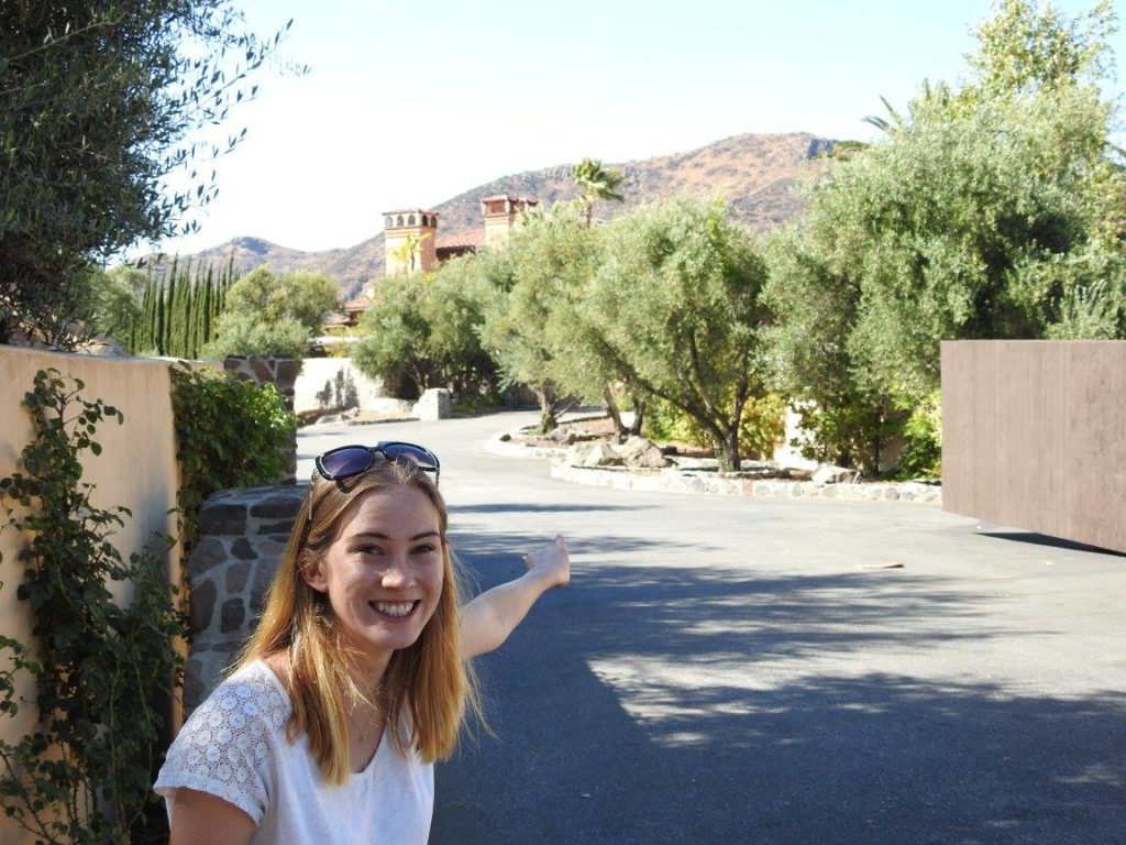 Katie Aldrin outside the Bachelor Mansion in LA in 2016. 