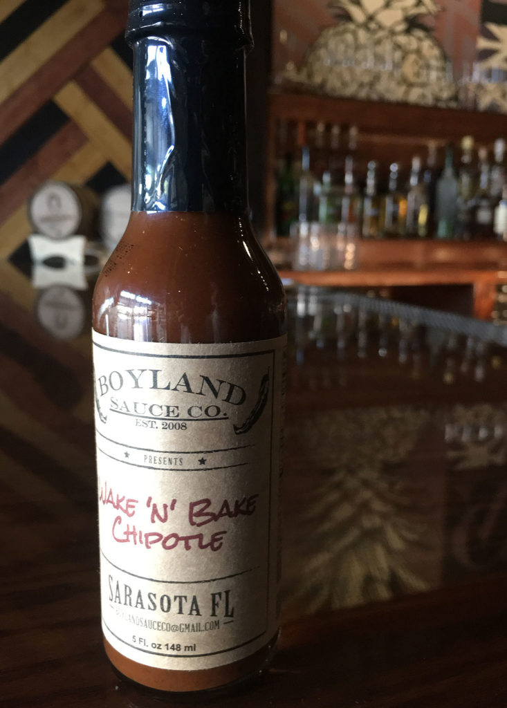 An 8-ounce bottle of local Boyland Sauce Co. Wake n' Bake costs $8 and can be found at Beach Bazaar on Siesta Key, Made Restaurant and in front of the Gator Club on Saturdays. Photo by Kim Doleatto